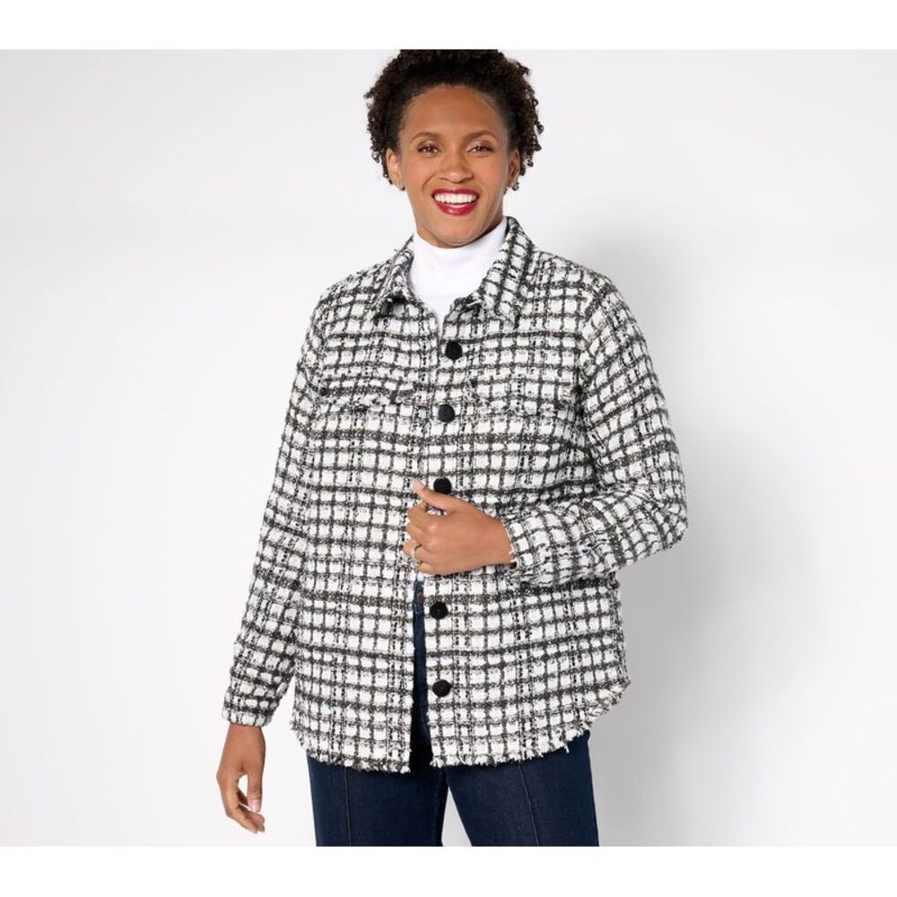 Belle by Kim Gravel Women's Plus Sz Jacket 3X Girl Boss Boucle Black A670893